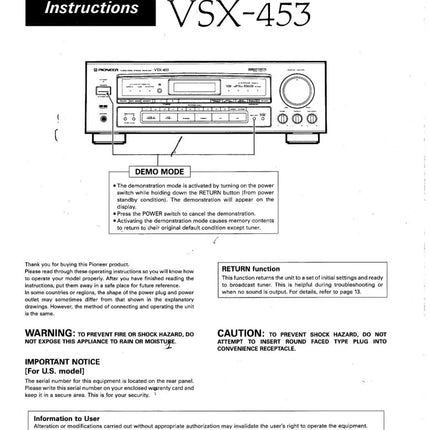 Pioneer VSX-453 Receiver Owners Manual