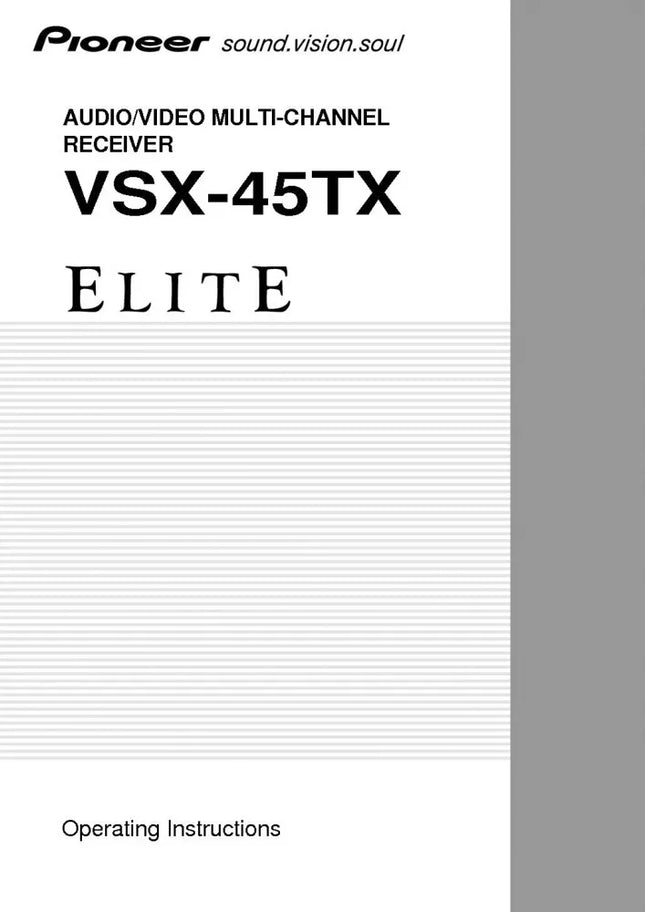 Pioneer VSX-45TX-Receiver Owners Manual