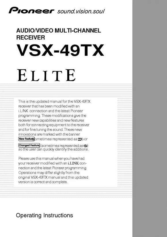 Pioneer VSX-49TX-Receiver Owners Manual