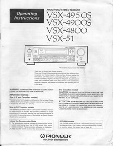 Pioneer VSX-51 Receiver Owners Manual