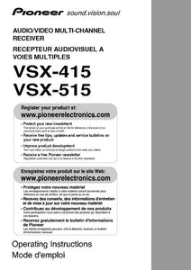 Pioneer VSX-515 Receiver Owners Manual