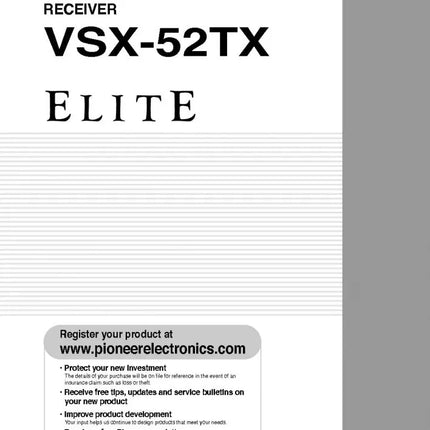 Pioneer VSX-52TX-Receiver Owners Manual