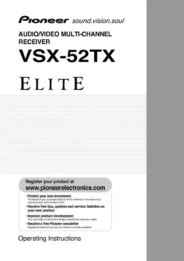 Pioneer VSX-52TX-Receiver Owners Manual