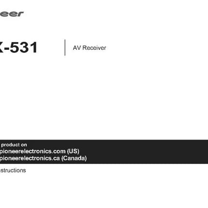 Pioneer VSX-531 Receiver Owners Manual