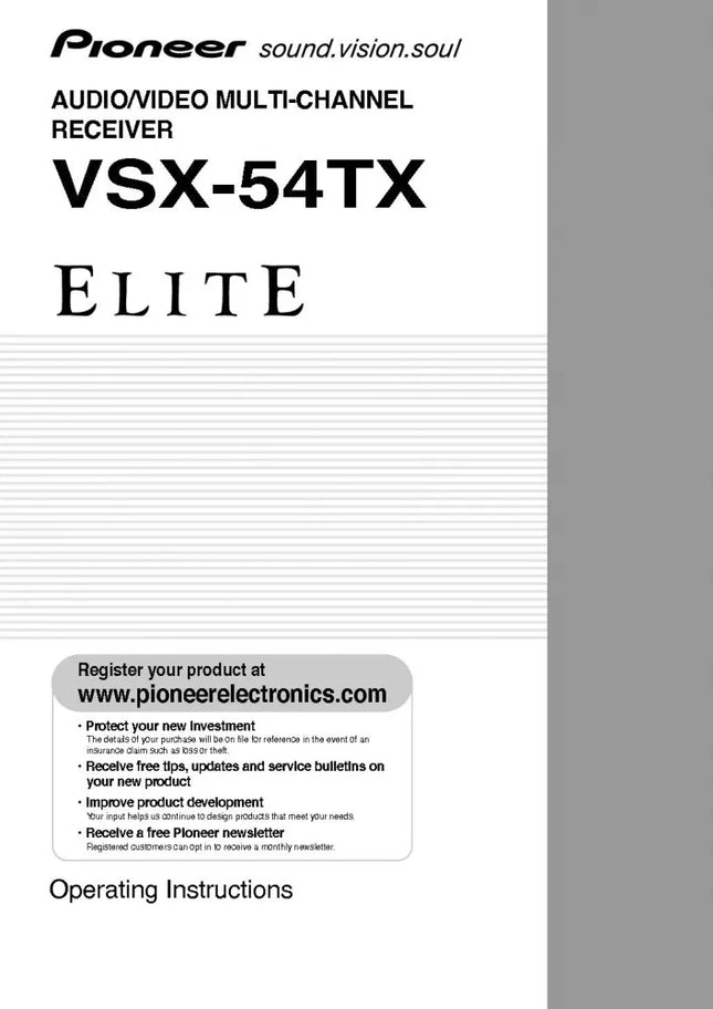 Pioneer VSX-54TX-Receiver Owners Manual