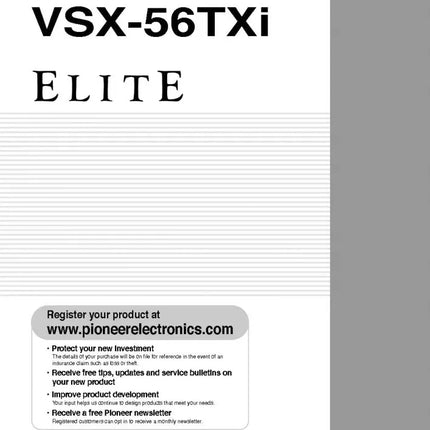 Pioneer VSX-56TXI Receiver Owners Manual