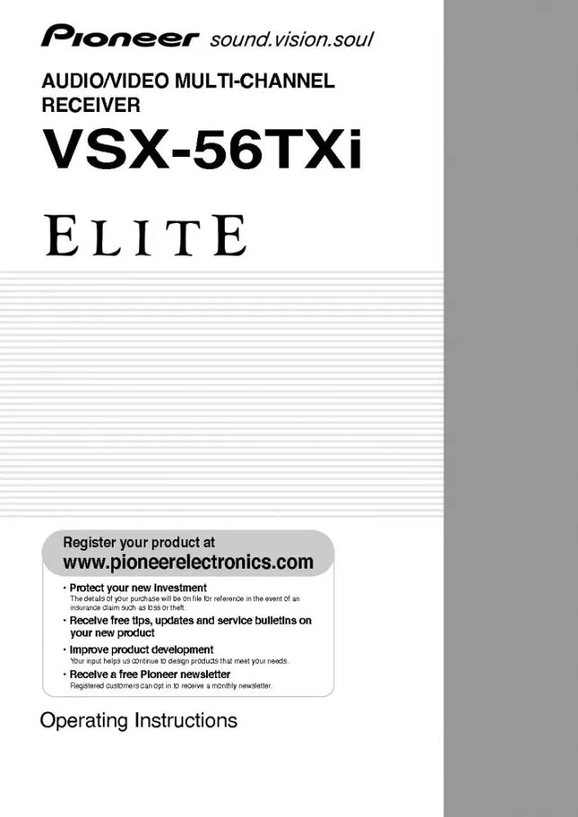 Pioneer VSX-56TXI Receiver Owners Manual