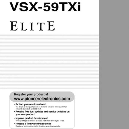 Pioneer VSX-59TXI Receiver Owners Manual