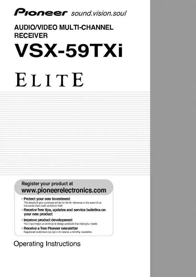 Pioneer VSX-59TXI Receiver Owners Manual