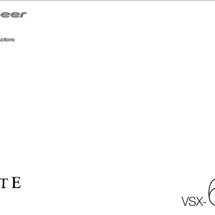 Pioneer VSX-60 Receiver Owners Manual
