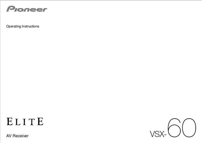 Pioneer VSX-60 Receiver Owners Manual