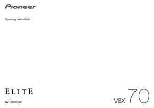 Pioneer VSX-70 Receiver Owners Manual