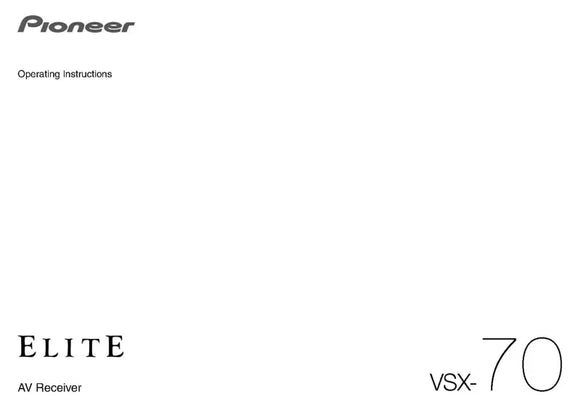 Pioneer VSX-70 Receiver Owners Manual