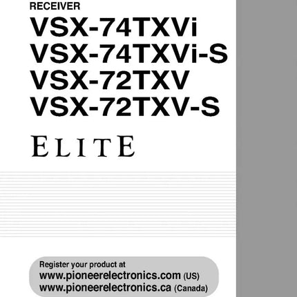 Pioneer VSX-74TXVI Receiver Owners Manual