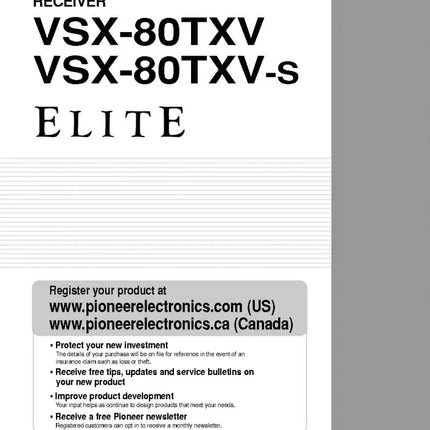 Pioneer VSX-80TXV-Receiver Owners Manual