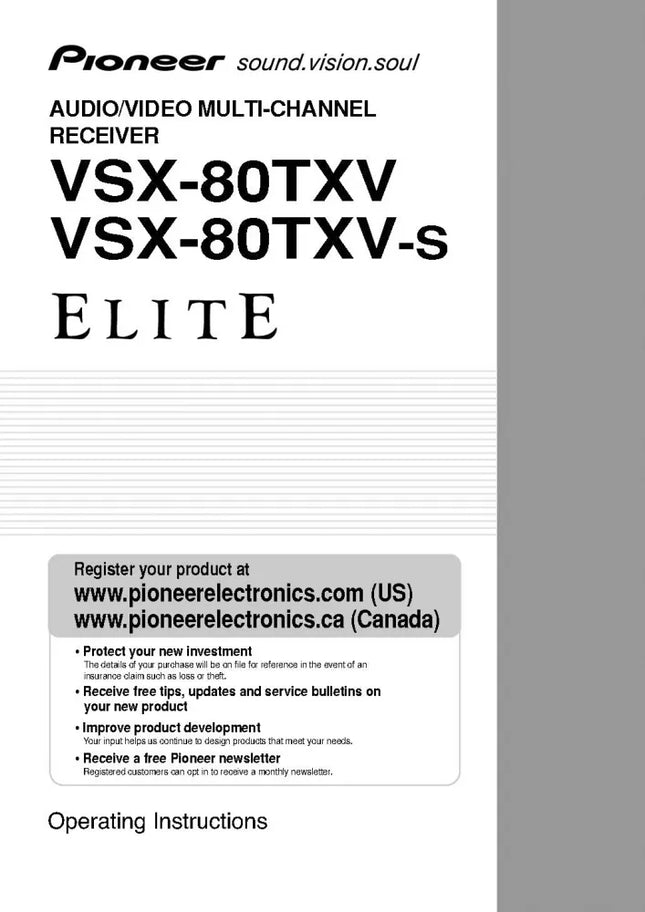 Pioneer VSX-80TXV-Receiver Owners Manual