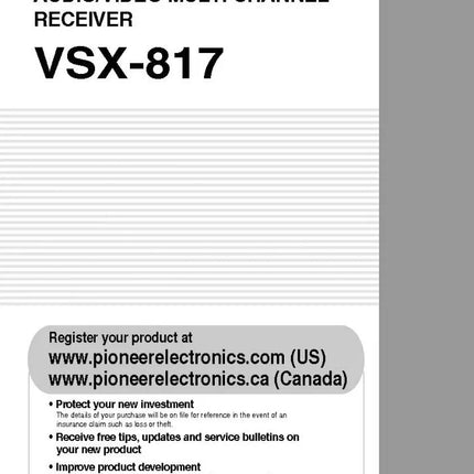 Pioneer VSX-817 Receiver Owners Manual