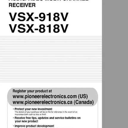 Pioneer VSX-818V Receiver Owners Manual