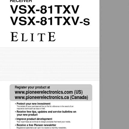 Pioneer VSX-81TXV-Receiver Owners Manual