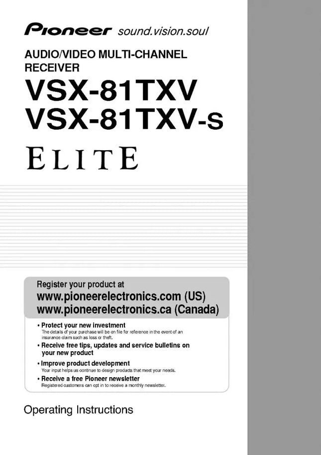 Pioneer VSX-81TXV-Receiver Owners Manual