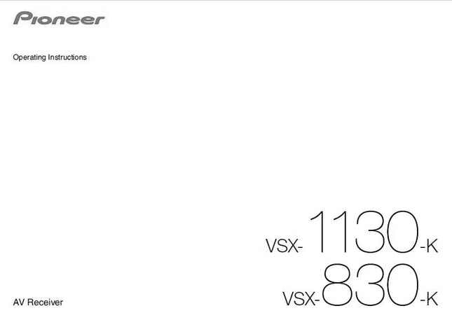 Pioneer VSX-830 K Receiver Owners Manual