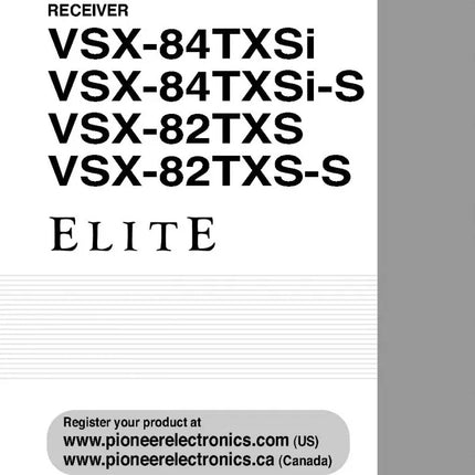 Pioneer VSX-84TXSI Receiver Owners Manual