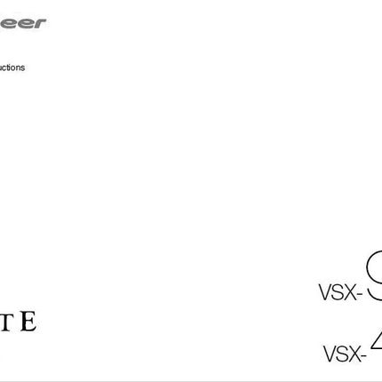 Pioneer VSX-90 Receiver Owners Manual