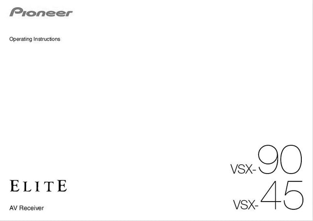 Pioneer VSX-90 Receiver Owners Manual