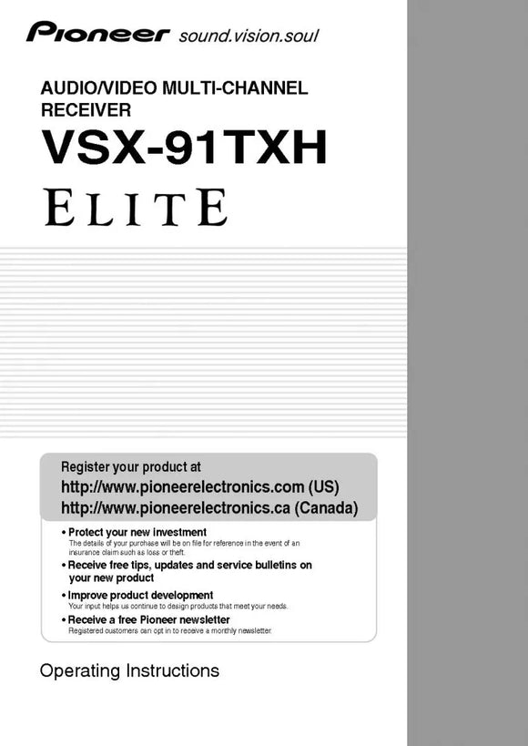 Pioneer VSX-90TXH Receiver Owners Manual