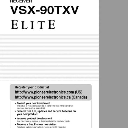 Pioneer VSX-90TXV-Receiver Owners Manual