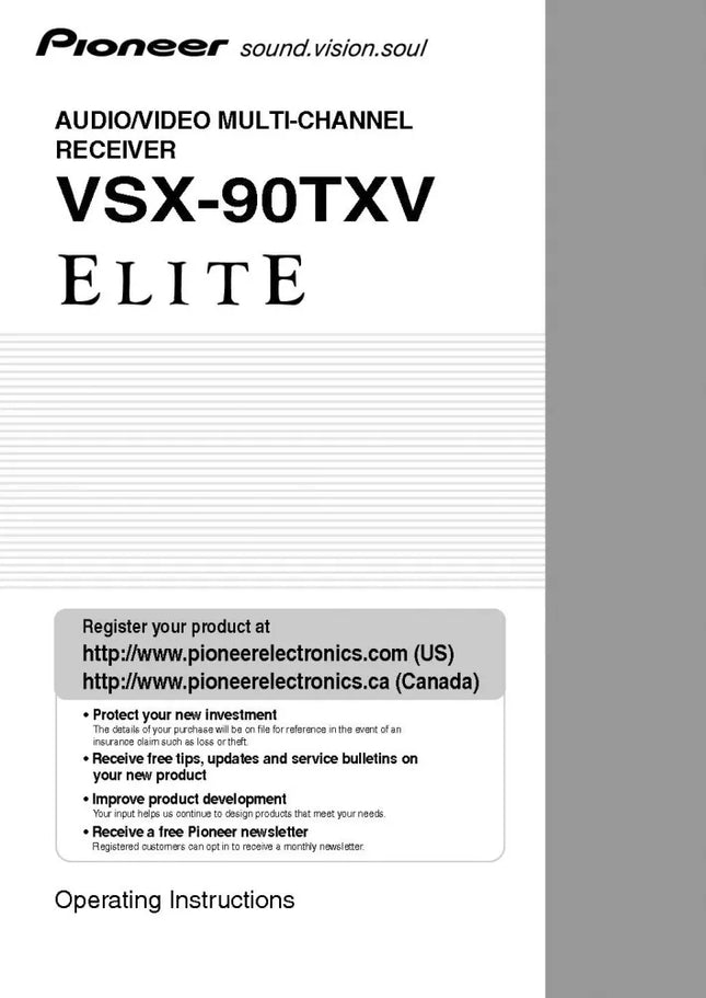 Pioneer VSX-90TXV-Receiver Owners Manual