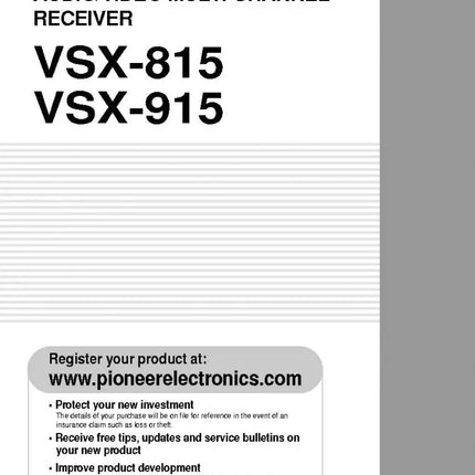 Pioneer VSX-915 Receiver Owners Manual