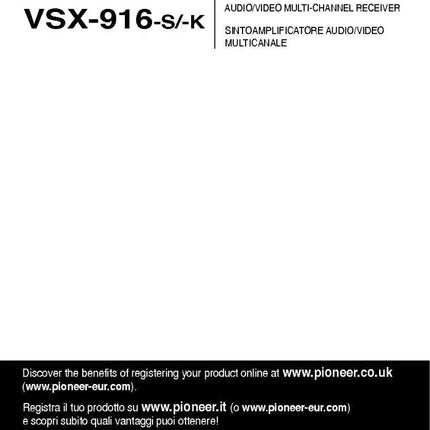 Pioneer VSX-916 Receiver Owners Manual