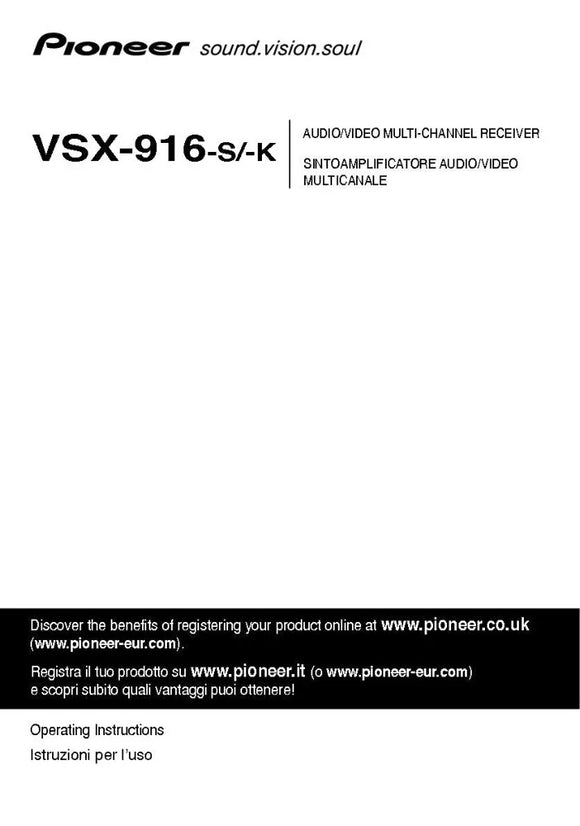 Pioneer VSX-916 Receiver Owners Manual