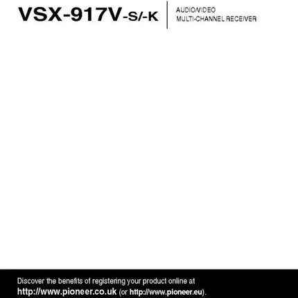 Pioneer VSX-917V Receiver Owners Manual