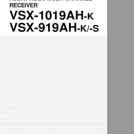 Pioneer VSX-919 Receiver Owners Manual