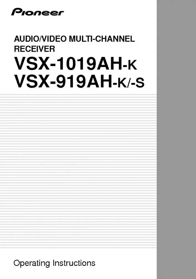 Pioneer VSX-919 Receiver Owners Manual