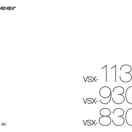 Pioneer VSX-930K Receiver Owners Manual