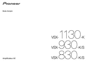 Pioneer VSX-930K Receiver Owners Manual