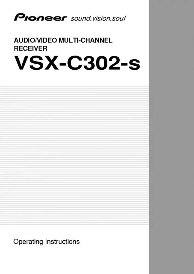 Pioneer VSX-C302 Receiver Owners Manual