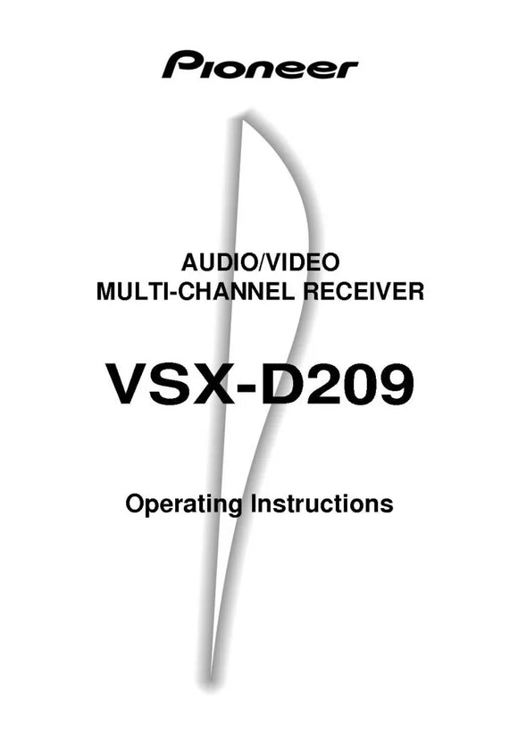 Pioneer VSX-D209 Receiver Owners Manual