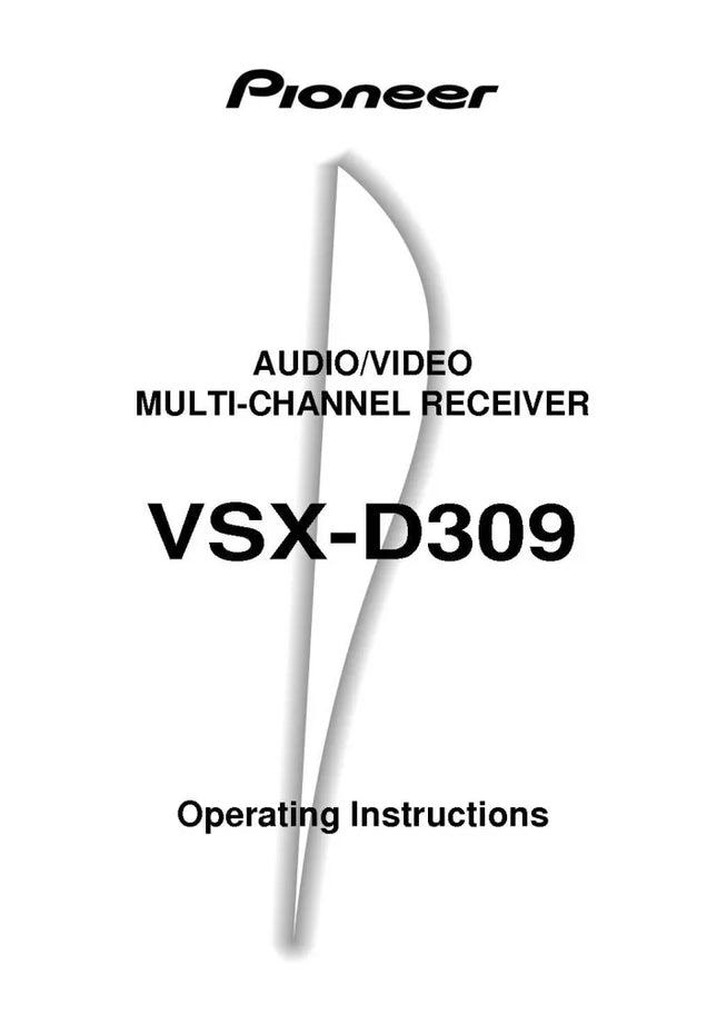 Pioneer VSX-D309 Receiver Owners Manual