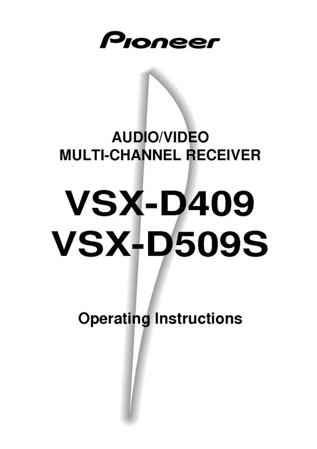 Pioneer VSX-D409 Receiver Owners Manual