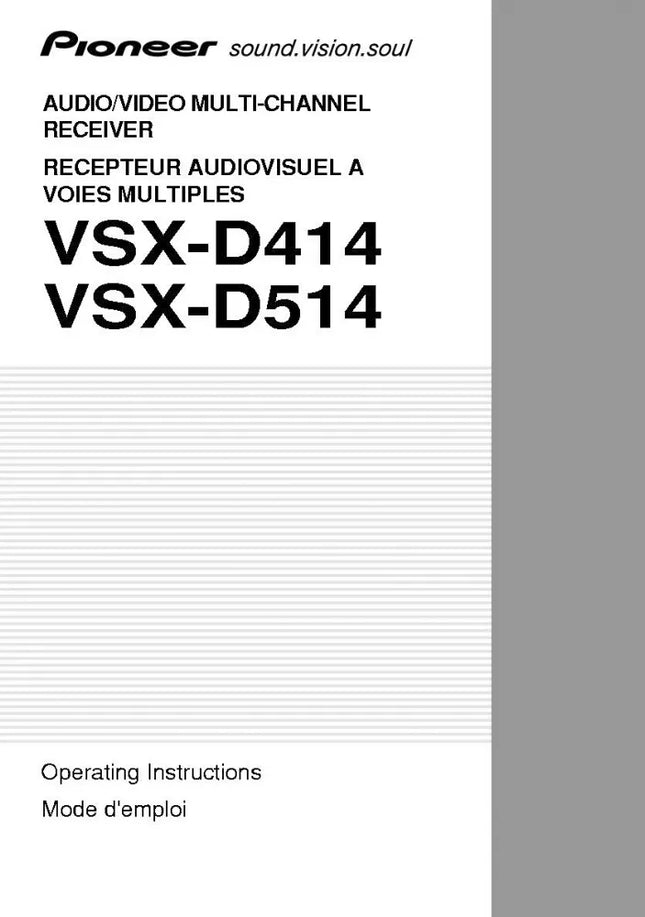 Pioneer VSX-D414 Receiver Owners Manual