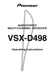 Pioneer VSX-D498 Receiver Owners Manual