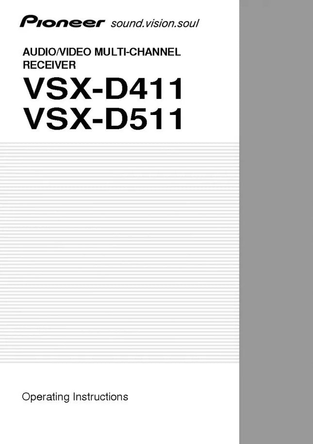 Pioneer VSX-D511 Receiver Owners Manual