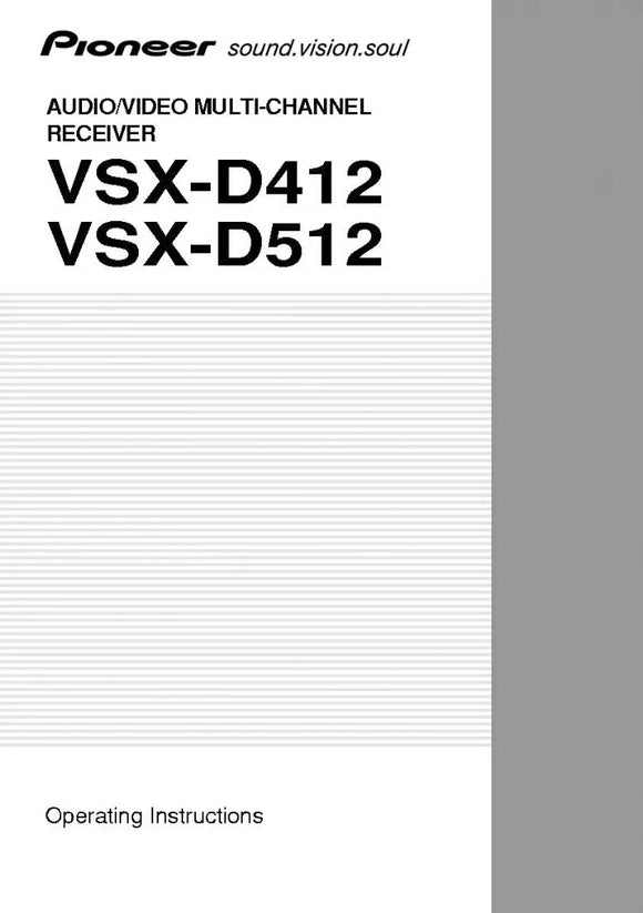 Pioneer VSX-D512 Receiver Owners Manual