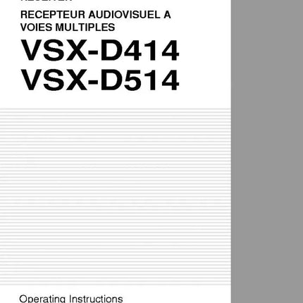 Pioneer VSX-D514 Receiver Owners Manual