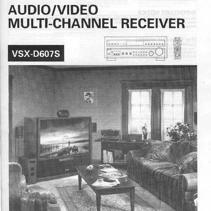 Pioneer VSX-D607S Receiver Owners Manual