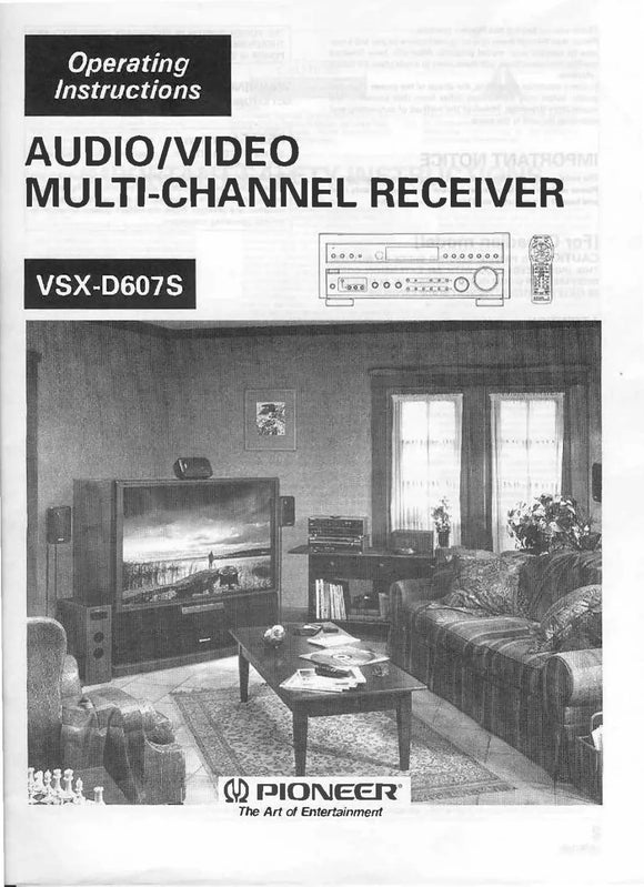 Pioneer VSX-D607S Receiver Owners Manual